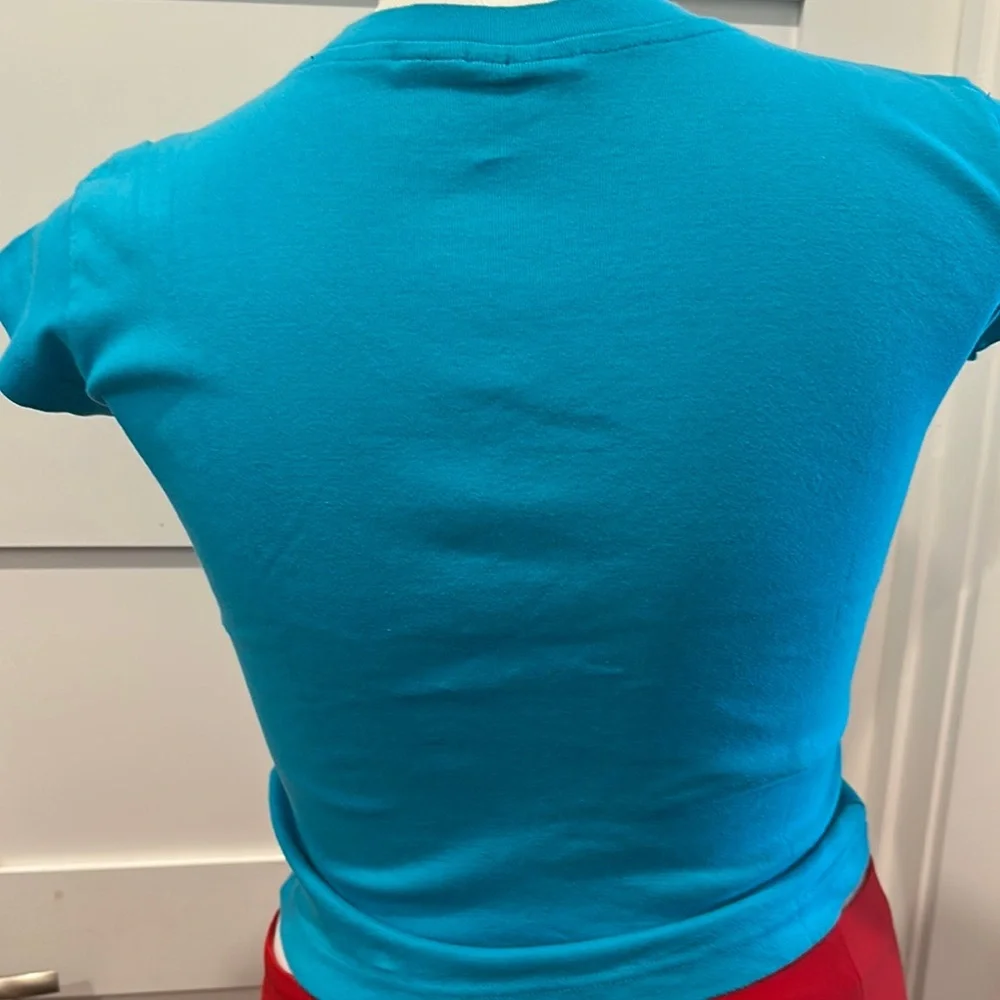 Newport News Blue Cap Sleeve Top Size L - Picture 3 of 10